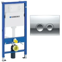 Инсталляция Geberit для унитаза 111.170.21.5 с клавишей Delta 25, хром - Gidratop.ru изображение