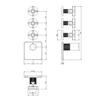 GESSI INCISO встраиваемый термостатический смеситель на 3 источника, резьба 3/4 (внешние части), цвет: nero XL - Gidratop.ru изображение