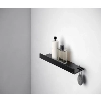 Полка для душа Keuco Reva 12858370000, с крючками, цвет черный матовый - Gidratop.ru изображение
