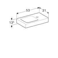 Раковина Geberit iCon 53 х 31 см, с крылом, без перелива, отверстие под смеситель на крыле, белая - Gidratop.ru изображение