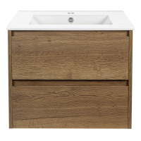 База под раковину Gio 600 подвесная, 2 выкатных ящика soft-close, T.Oak - Gidratop.ru изображение