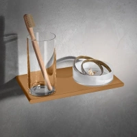 Держатель двойной Keuco Edition 400 11554039000 со стаканом и чашей для мелочей, бронза шлифованная - Gidratop.ru изображение