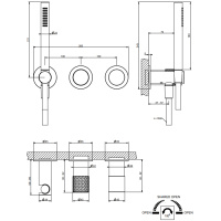 GESSI HABITO INTRECCIO смеситель настенный встраиваемый, однорычажный, с перекл. на 2 положения, с ручн душ,настенным держ, цвет Black Metal Br. PVD - Gidratop.ru изображение