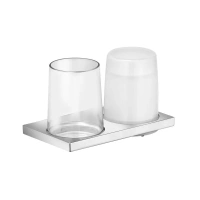 Держатель Keuco Edition 11 11153059000, со стаканом и дозатором для жидкого мыла, цвет никель шлифованный - Gidratop.ru изображение