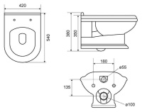 Чаша подвесного унитаза CEZARES KING PALACE CZR-163-TH - Gidratop.ru изображение