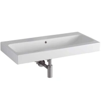 Раковина Geberit iCon 124093000, 90 х 48,5 см, с переливом по центру, без отверстия под смеситель, белая - Gidratop.ru изображение