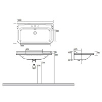 Раковина 100х55 см, 3 отв., керамическая, цвет: белый/хром - Gidratop.ru изображение