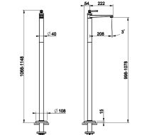 GESSI VENTI20 смеситель напольный для раковины, излив 208 мм, внешняя часть, цвет Brass PVD - Gidratop.ru изображение