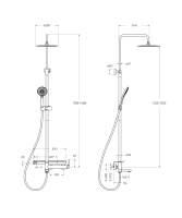 ETNA Душевая стойка с поворотным изливом, c верхним и ручным душем, нержавеющая сталь, исполнение сатин ETN-VSCM-IN - Gidratop.ru изображение