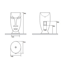 Раковина 45х51х94.5 см, без отв., напольная, слив в стену, цвет: белый - Gidratop.ru изображение