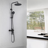 Душевая стойка ABBER Weiss Insel AF8016NB с изливом, черная матовая - Gidratop.ru изображение