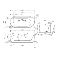 Ванна акриловая Vincea VBT-621B, 1700*800*580, цвет белый, слив-перелив в комплекте, белый - Gidratop.ru изображение