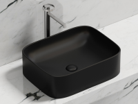 Умывальник чаша накладная прямоугольная (цвет Черный Матовый) Element 505x380x150мм - Gidratop.ru изображение