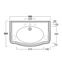 Раковина 90х56см., с 1 отв. под смеситель, цвет: белый - Gidratop.ru изображение