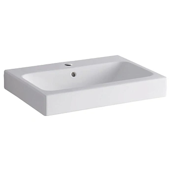 Раковина Geberit iCon 124060000, 60 х 48,5 см, перелив и отверстие под смеситель по центру, белая