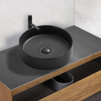 Раковина керамическая Vincea VBS-216MB, 394*394*115, накладная, цвет матовый черный - Gidratop.ru изображение