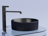 Умывальник чаша накладная круглая (цвет Черный Матовый) Element 360x360x115мм - Gidratop.ru изображение