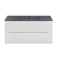 База под керамическую раковину Mia 1000 подвесная, 2 выкатных ящика soft close, G.White - Gidratop.ru изображение