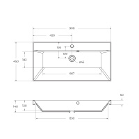 Раковина из литьевого мрамора, 900x450x150, BB900/450-LV-MR-AST - Gidratop.ru изображение