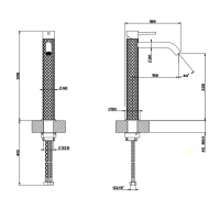 GESSI 316 смеситель для раковины на 1 отверстие высокий, без донного клапана, h=305мм , излив 123мм, цвет: steel brushed - Gidratop.ru изображение