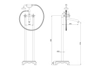 Смеситель для ванны напольного монтажа WONZON & WOGHAND RETRO, Темный графит (WW-88649020-BGM) - Gidratop.ru изображение