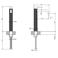 GESSI 316 смеситель для раковины на 1 отверстие, высокий, h=305мм, без донного клапана, излив 156мм, цвет: brushed black metal pvd - Gidratop.ru изображение