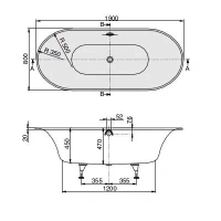 Ванна Villeroy&Boch Cetus UBQ190CEU7V-01 с ножками, 190 х 80 см - Gidratop.ru изображение