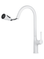 Смеситель для кухни с выдвижным изливом WONZON & WOGHAND, Белый матовый (WW-AE54123-MW) - Gidratop.ru изображение