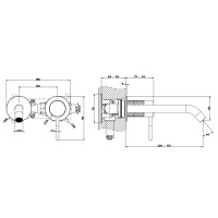 GESSI 316 встраиваемый смеситель для раковины с изливом 200-170мм (внешняя часть), цвет: steel brushed - Gidratop.ru изображение