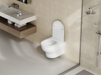 Унитаз ABBER Bequem AC1128 подвесной белый, безободковый, смыв торнадо - Gidratop.ru изображение