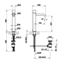 GESSI HABITO DIAMANTATO смеситель для раковины высокий, с донным клапаном, цвет Black Metal PVD - Gidratop.ru изображение