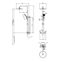 GESSI MINIMALISTIC SHOWER душевая стойка с термостатическим смесителем, верхним душем Oslash;300 мм., ручным душем и шлангом 1500 мм., цвет хром - Gidratop.ru изображение