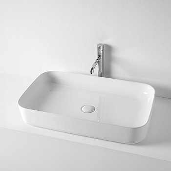 Раковина 70х43 см, без отв., накладная, цвет: белый