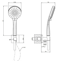 Gessi Emporio shower душевой комплект: вывод воды, держатель, шланг 1,50 м и  3-позиционная душевая лейка с защитой от изв. налёта, цвет: Chro - Gidratop.ru изображение