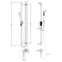 GESSI HABITO CESELLO душевой гарнитур с штангой, выводом воды, ручным душем и шлангом 1500 мм., цвет Black XL - Gidratop.ru изображение