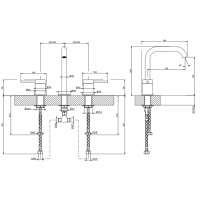 GESSI 316 смеситель для раковины на 3 отверстия, без донного клапана, излив 156мм, h=201мм, цвет: warm bronze brushed pvd - Gidratop.ru изображение
