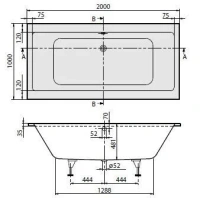 Ванна Villeroy&Boch Bellevue Duo UBA200BEL2V, 200 х 100 см, акрил - Gidratop.ru изображение
