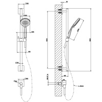Gessi Emporio shower штанга в комплекте с душевой лейкой на 3 позиции, шланг 1,50 м и вывод воды, цвет: Chrome - Gidratop.ru изображение