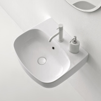 Раковина 50х45 см, 1 отв., подвесная/накладная, цвет: белый глянцевый - Gidratop.ru изображение