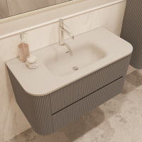 База под раковину Alto 1000 подвесная, 2 выкатных ящика soft close, светло-серый матовый - Gidratop.ru изображение