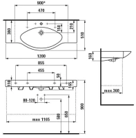 Раковина Laufen Palace 8.1270.4.000.104.1 с полотенцедержателем, 120 см - Gidratop.ru изображение