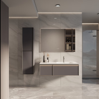 База под раковину Elise 1200 подвесная, правая, 2 выкатных ящика soft close, серый матовый - Gidratop.ru изображение