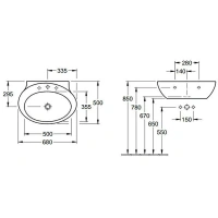 Раковина Villeroy&Boch AVEO, 68 х 50 см, подвесная, альпийский белый, NEW GENERATION 413070 - Gidratop.ru изображение