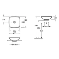 Раковина Villeroy&Boch Loop&Friends 514910R1, 43 х 43 см, встраиваемая сверху, альпийский белый - Gidratop.ru изображение