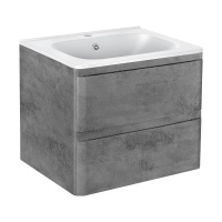 База под раковину Vico 600 подвесная, 2 выкатных ящика soft close, Beton - Gidratop.ru изображение