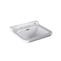 Раковина 60х55 см, 3 отв., керамическая, цвет: белый/хром - Gidratop.ru изображение