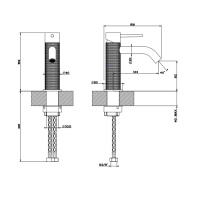 GESSI 316 смеситель для раковины на 1 отверстие, без донного клапана, излив 123мм, цвет: steel brushed - Gidratop.ru изображение