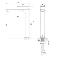 Смеситель для раковины высокий WONZON & WOGHAND EDGE, Черный матовый (WW-88239003-MB) - Gidratop.ru изображение