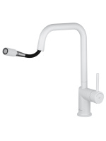 Смеситель для кухни с выдвижным изливом WONZON & WOGHAND, Белый матовый (WW-6018-MW) - Gidratop.ru изображение