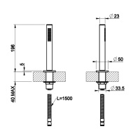 Gessi Ingranaggio душевой комплект на борт ванны, состоящий из держателя, шланга 1,50 м и лейки, цвет: хром - Gidratop.ru изображение